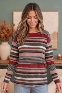 Keeping Busy Ribbed Long Sleeve Top