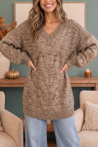 Friday Night Lights Cable Knit V-Neck Sweater