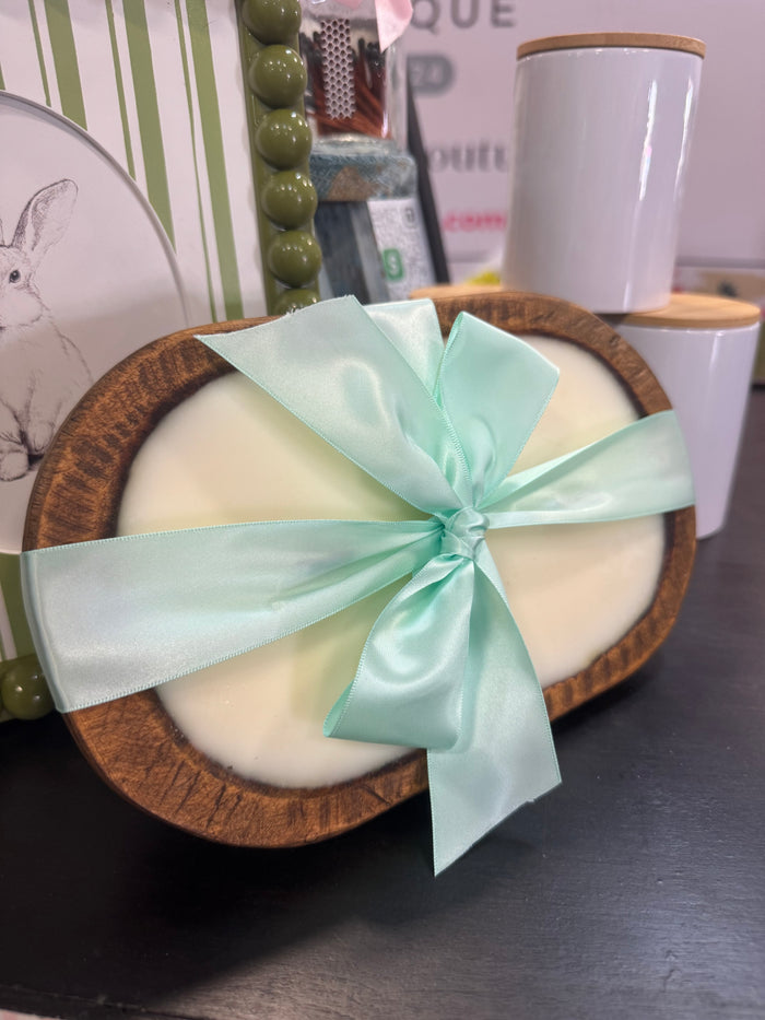 Premium 20oz Soy Wax Rustic Dough Bowl Candle - Wooden Wicks