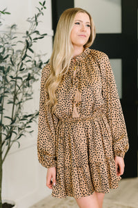 A Cheeky Little Time Tiered Dress in Pecan Brown