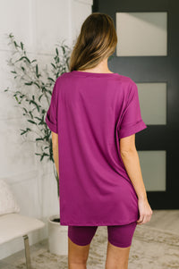 Buttery Soft V-Neck Bike Short Set in Lt Plum