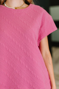 Can't Quit You Drop Shoulder Top in Magenta