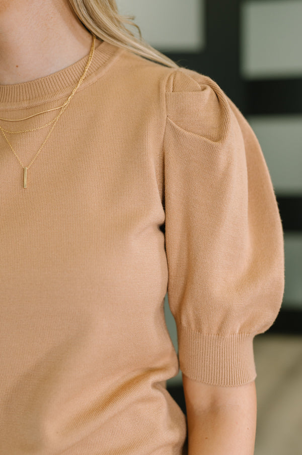 Casually Classy Puff Sleeve Blouse in Brush