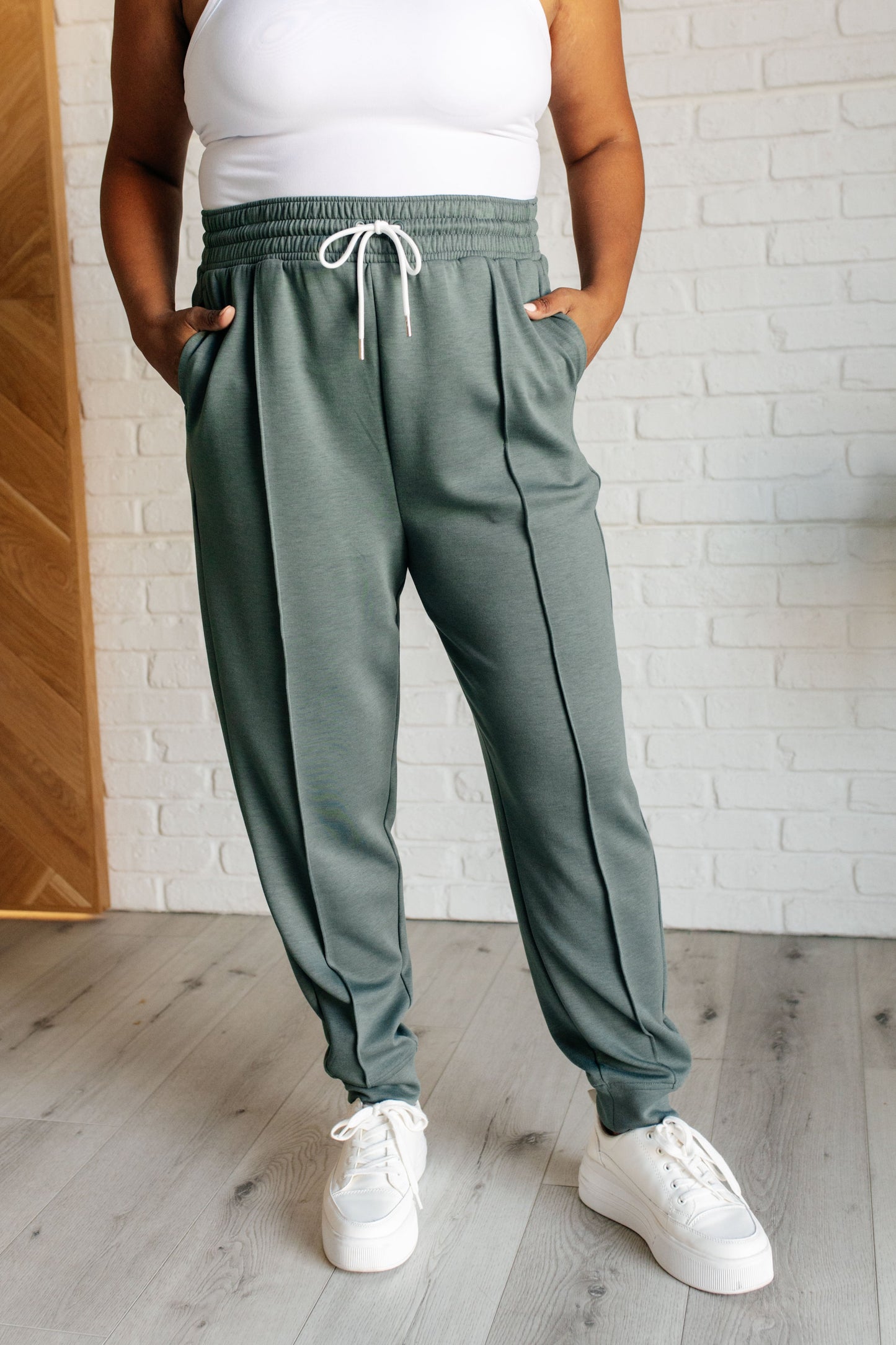 Center Seam Scuba Joggers in Ash Jade