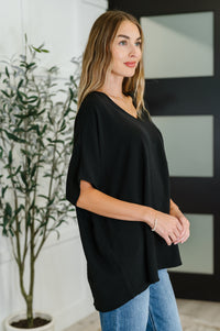 Coastal Ease V-Neck Top in Black