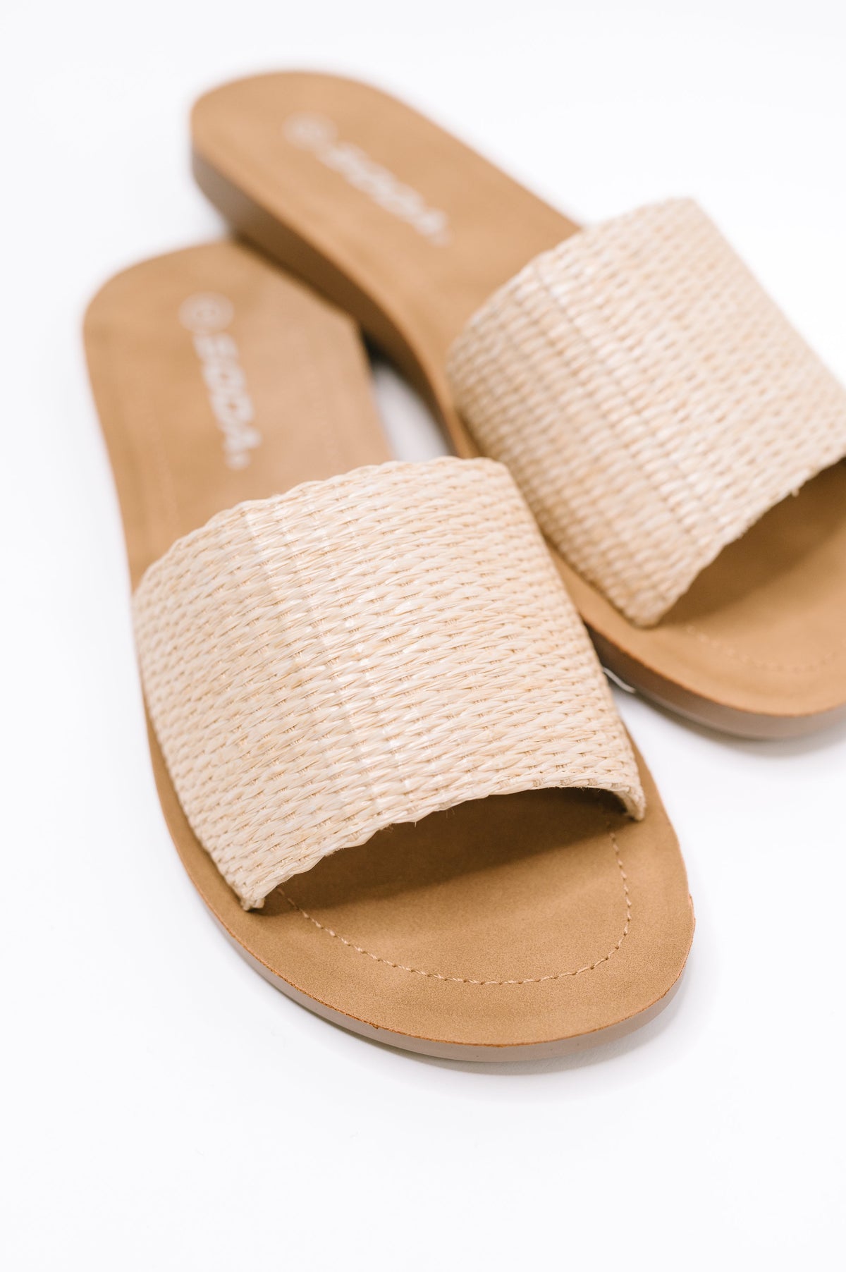 Efron Raffia Woven Slip On Sandal in Bone