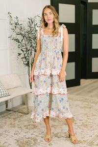 Elegant Edge Tiered Maxi Dress in Sage