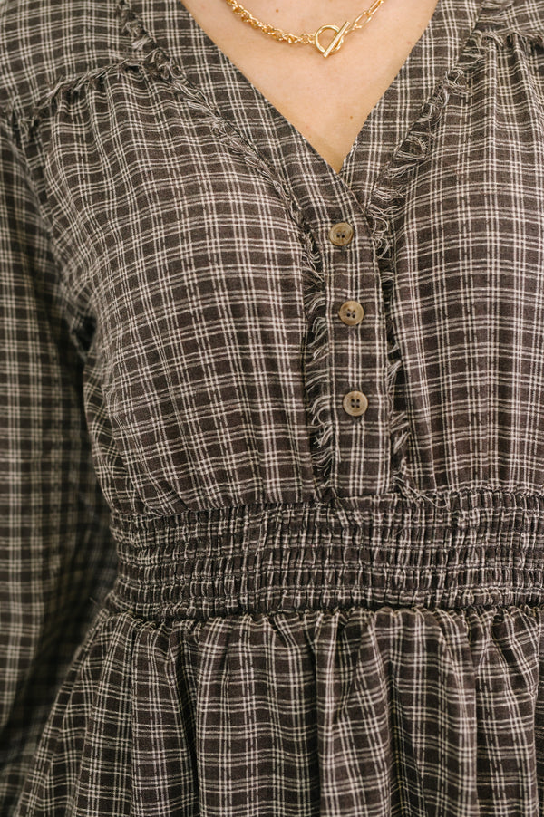 Fairytale Plot Plaid Midi Dress