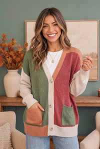 Natural Beauty Color Block Knit Cardigan