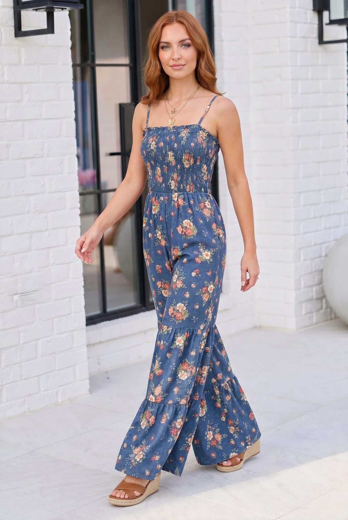 Groovy Florals Smocked Jumpsuit