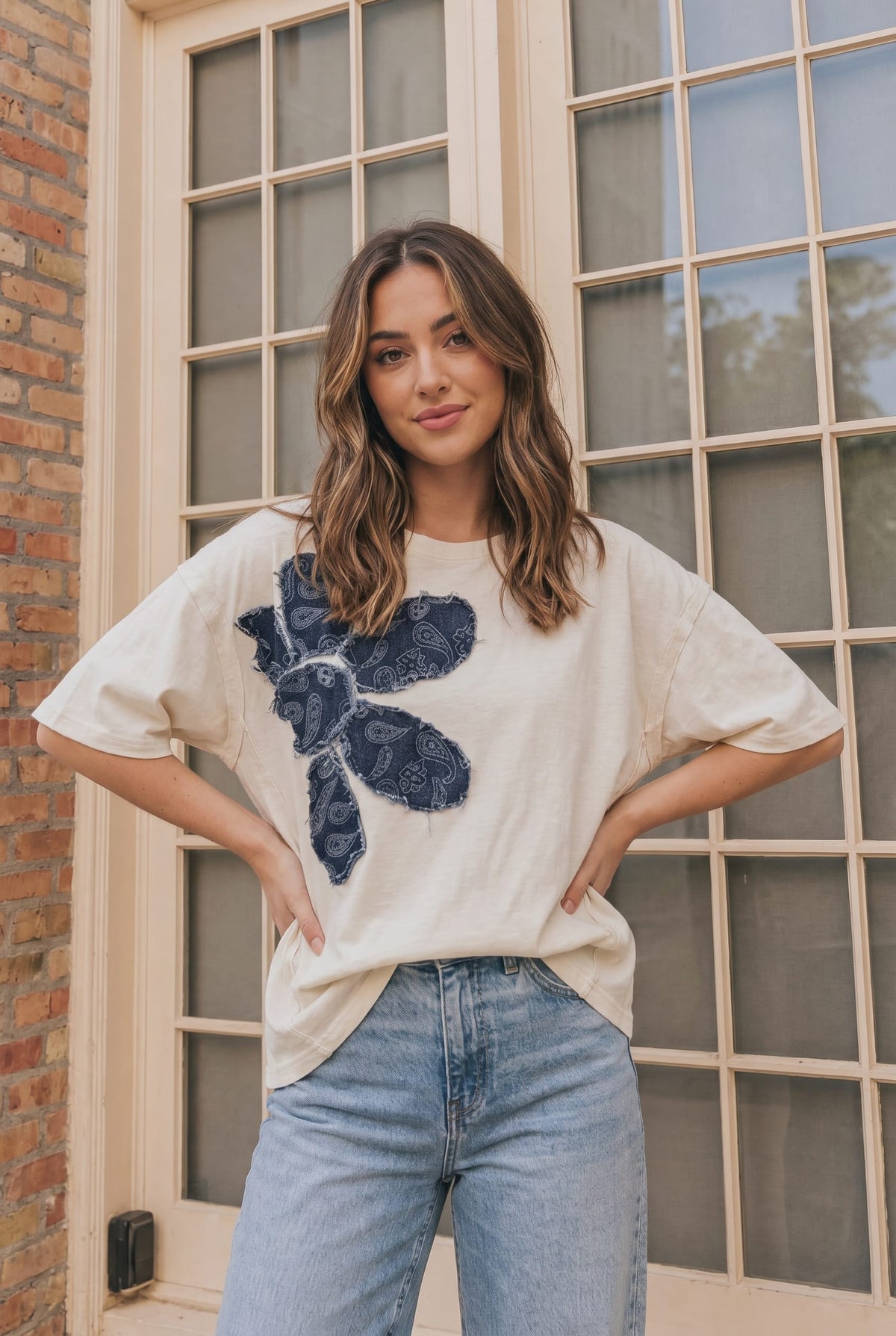 Paisley Petal Graphic Tee in Cream