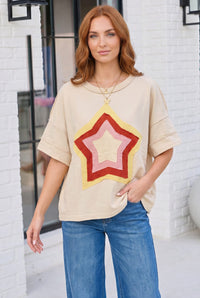 Retro Rainbow Star Oversized Tee