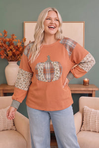Pumpkin Patch Pretty Waffle Knit Top