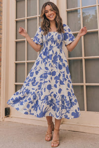 Blue Blooms & Sunshine Midi Dress