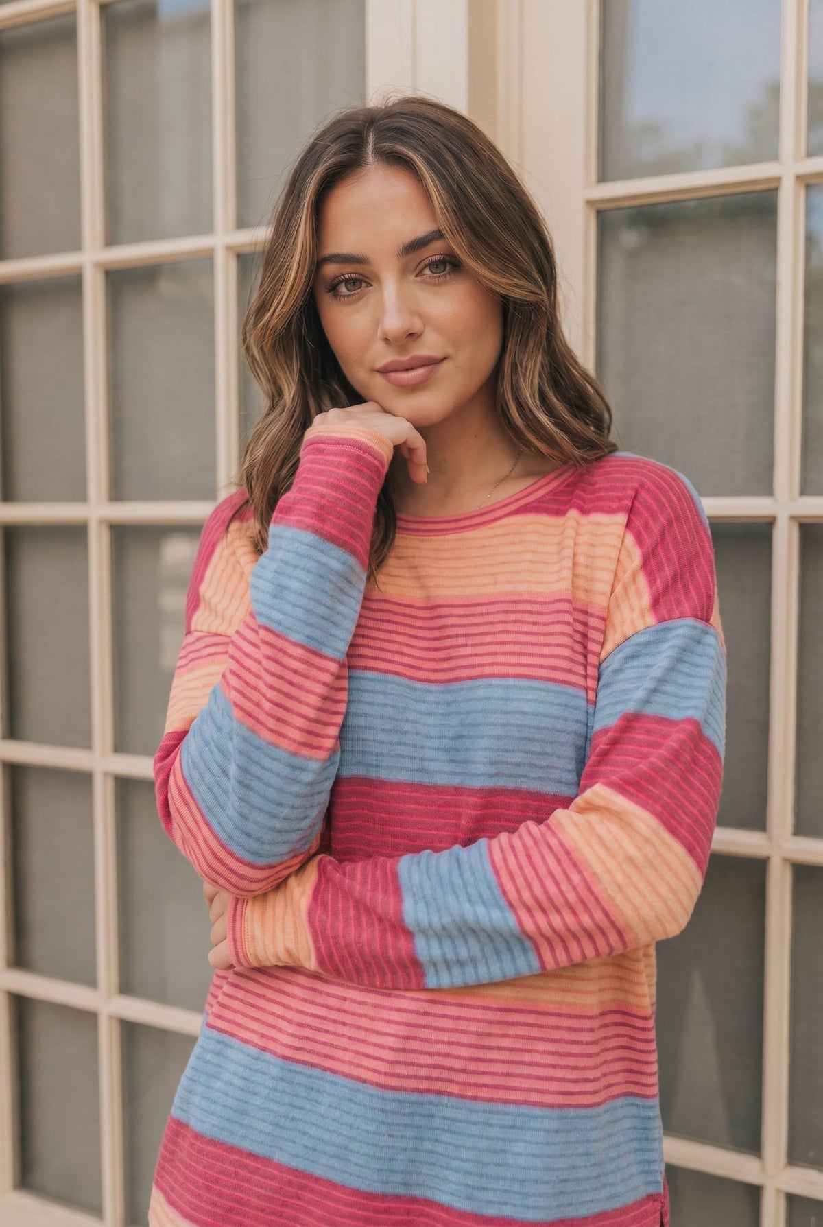 Sunny Stripes Long Sleeve Knit Top
