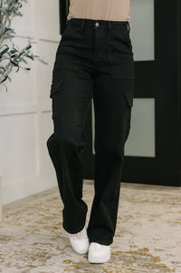 Keira High Waist Cargo Wide in Black