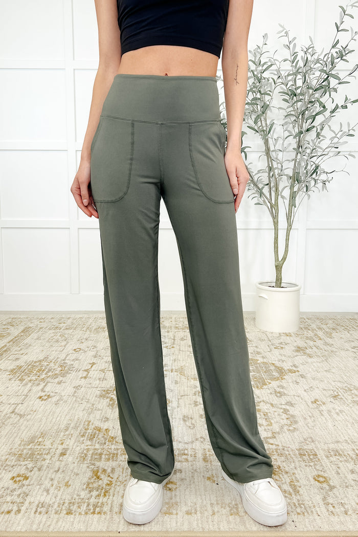 Leg Day Legends Straight Leg Bottoms in Grey Sage