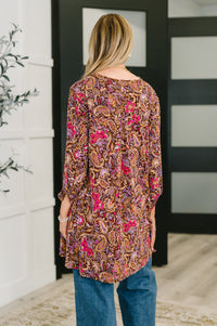 Lizzy Cardigan in Chocolate Paisley