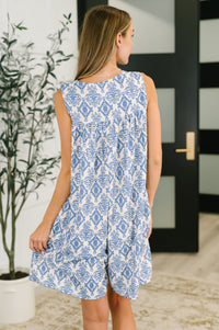 Miss Mischief V-Neck Romper in Blue