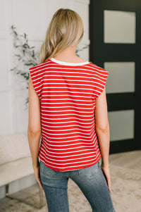 Quite Intimately Striped Muscle Tee in Red