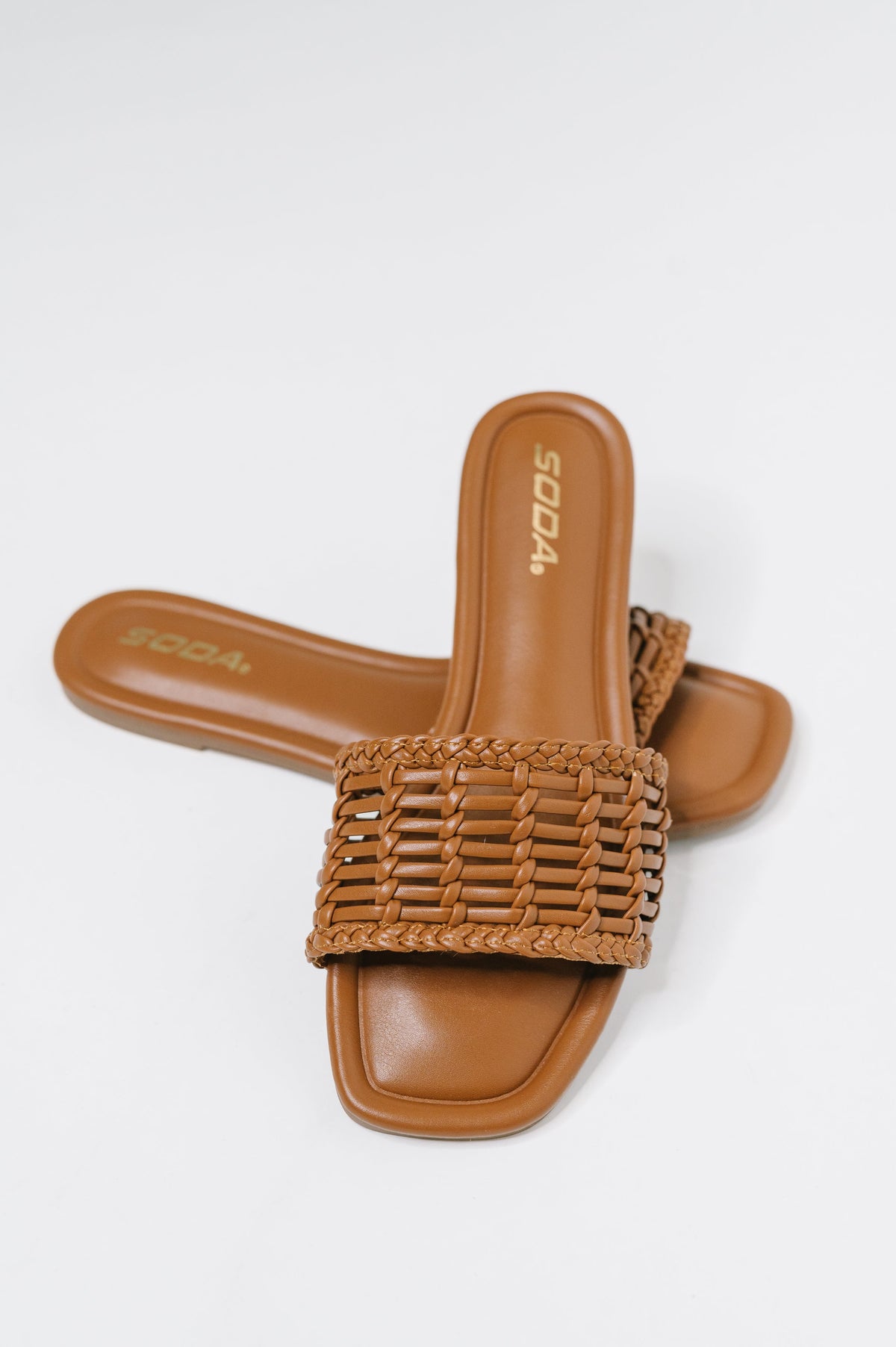 Stair Cognac Woven Slip On Sandal